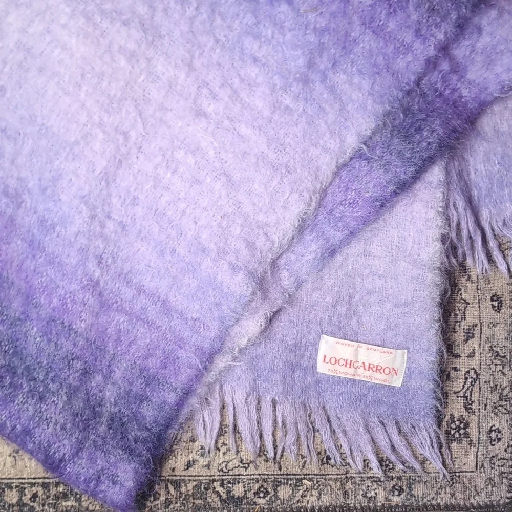 Silky Mohair & Wool Lochcarron Of Scottland Purple Gradient Throw Blanket